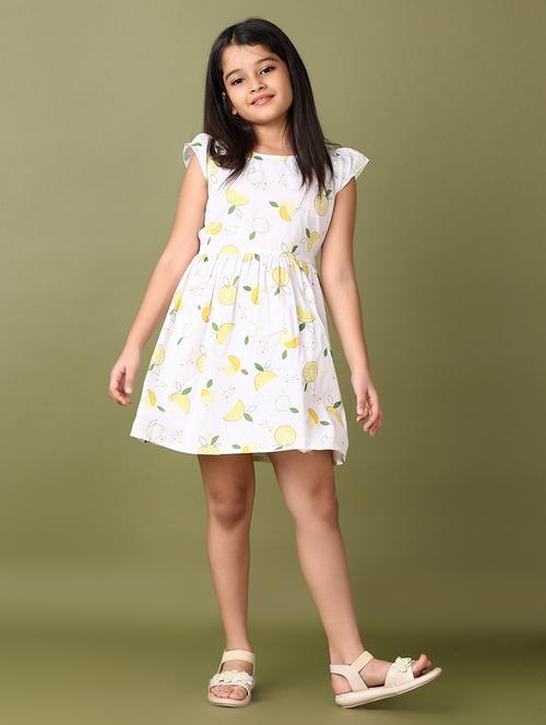 girls printed cap sleeves frock - 21561373 - Standard Image - 0