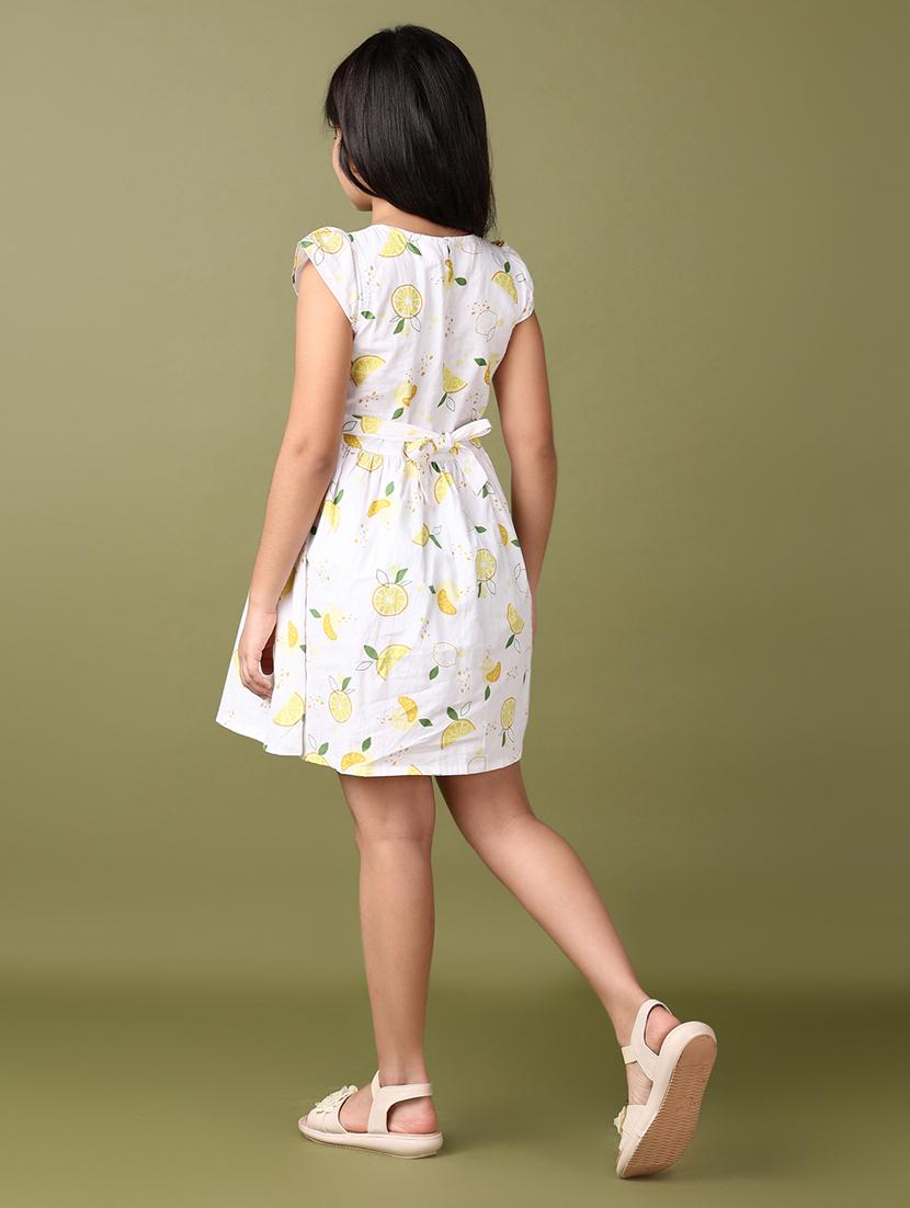 girls printed cap sleeves frock - 21561373 - Standard Image - 3