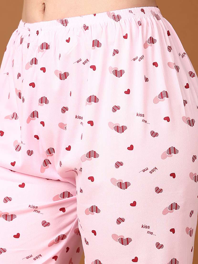 women pink printed nightwear shorts set - 21561485 -  Standard Image - 5