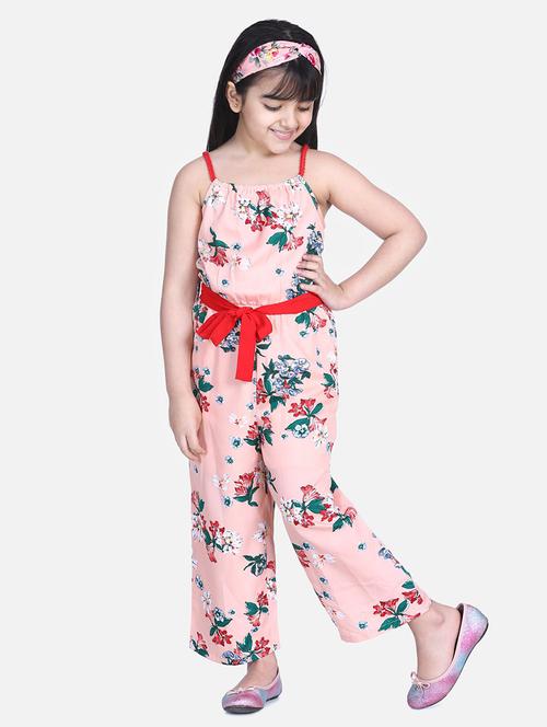 girls floral printed sleeveless full length jumpsuit - 21561667 - Standard Image - 0