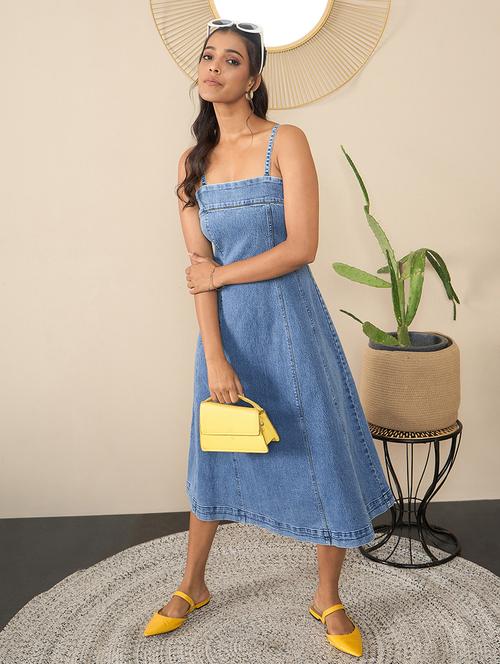 women solid sleeveless a-line dress - 21561674 - Standard Image - 0