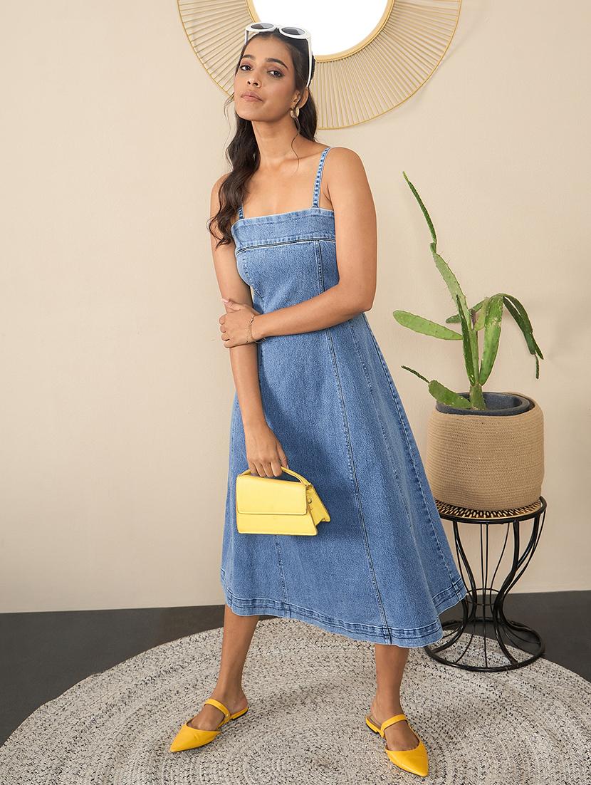 women solid sleeveless a-line dress - 21561674 - Zoom Image - 0