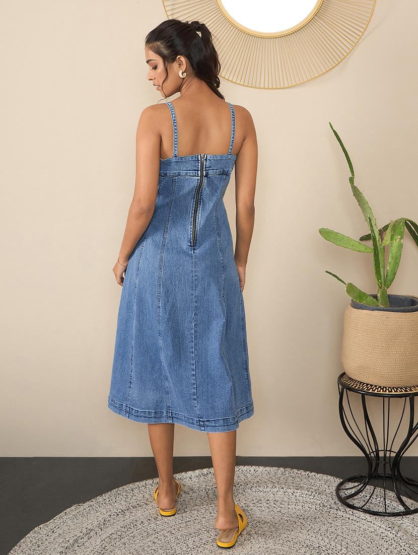 women solid sleeveless a-line dress - 21561674 - Standard Image - 3
