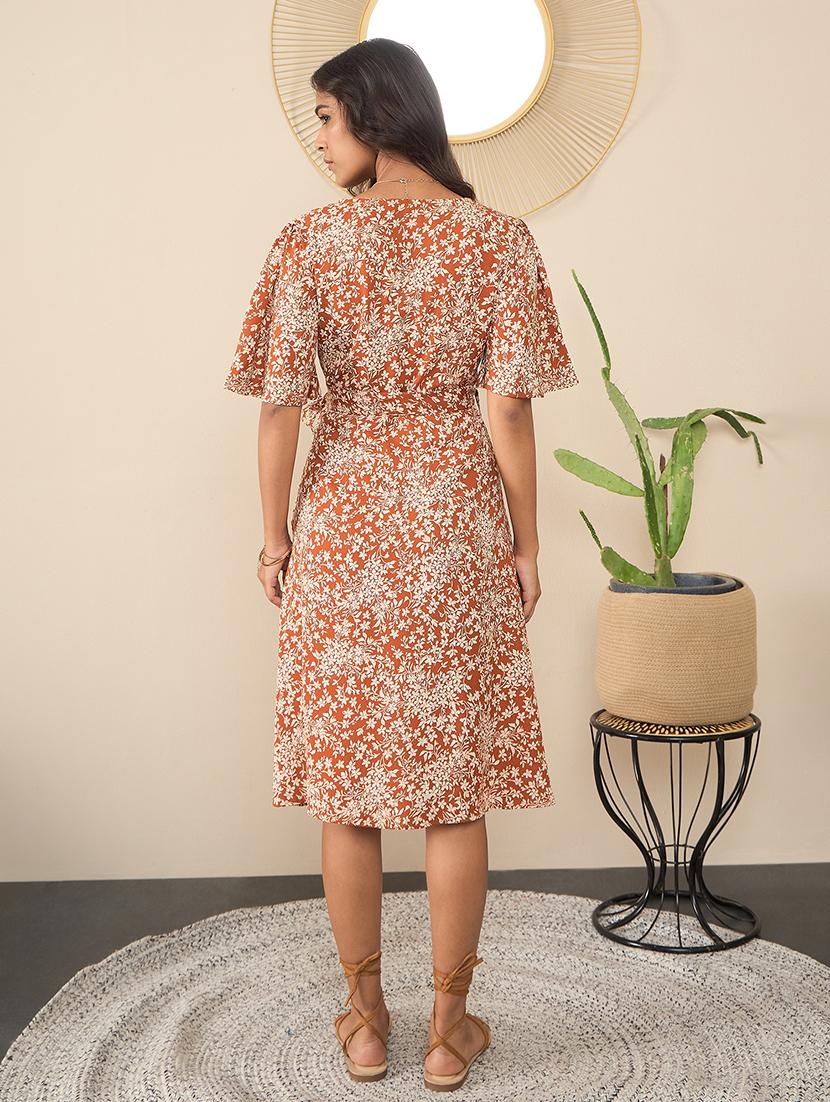 women printed short sleeves a-line dress - 21561682 - Standard Image - 3