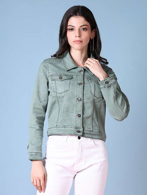 women solid long sleeve denim jacket - 21561693 -  Standard Image - 0