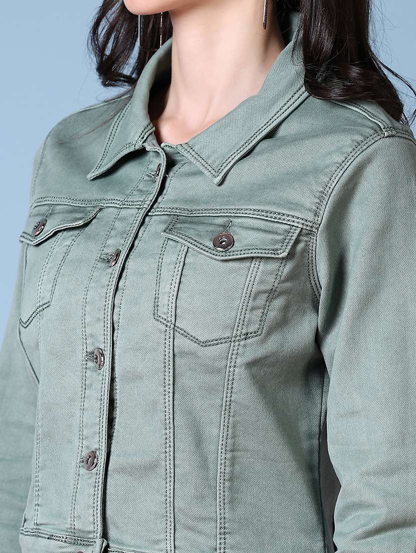 women solid long sleeve denim jacket - 21561693 -  Standard Image - 3