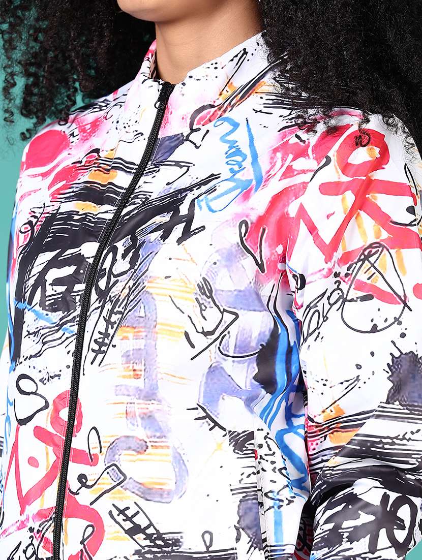 women printed stand collared long sleeves jacket - 21561696 -  Standard Image - 5