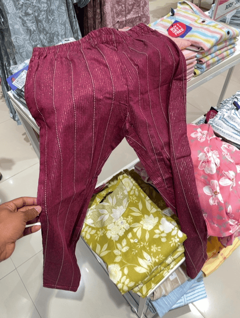 fuchsia blended cotton palazzo - 21561701 -  Zoom Image - 0