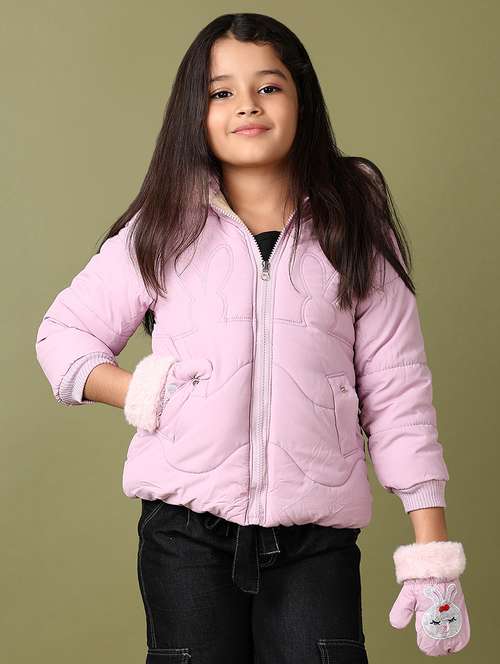 girls lavender solid long sleeve quilted jackets  - 21561713 -  Standard Image - 0