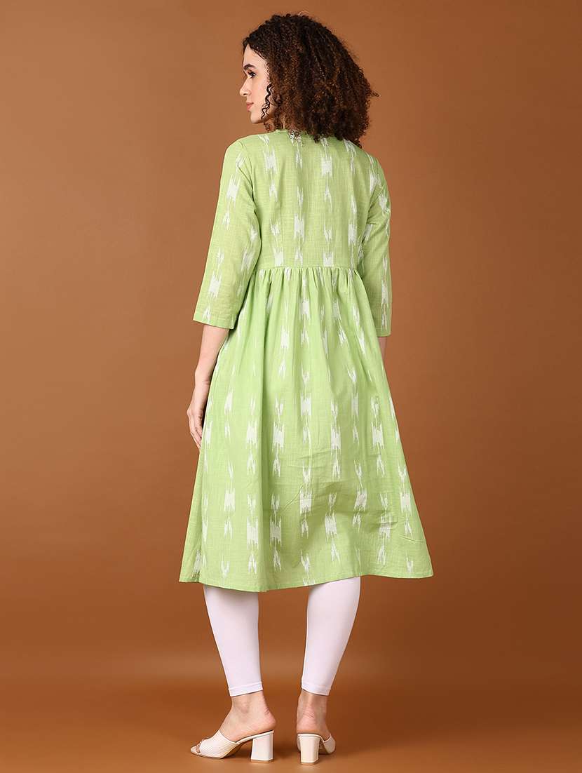 women printed three quarter sleeve a-line kurta - 21561742 - Standard Image - 3