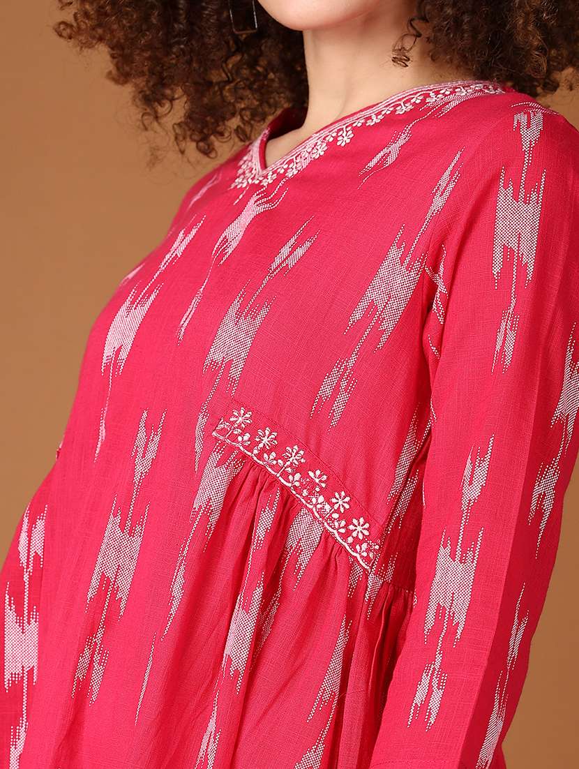 women pink three quarter a-line kurta - 21561743 - Standard Image - 5