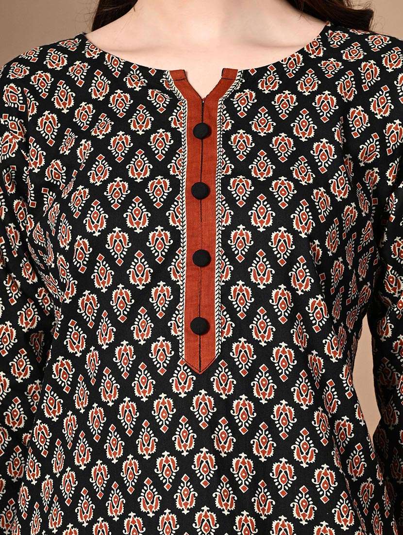 women printed three quarter sleeves straight kurti - 21561804 - Standard Image - 3