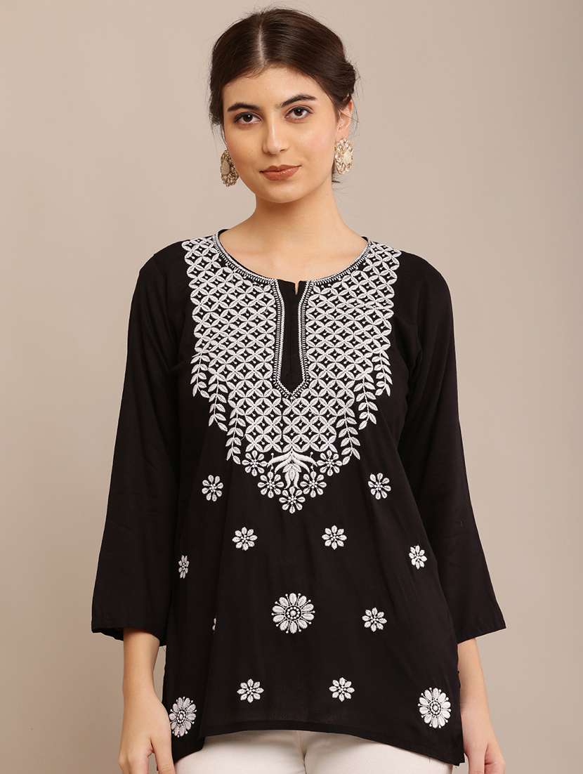 women embroidered three quarter sleeves straight kurti - 21561938 - Zoom Image - 0