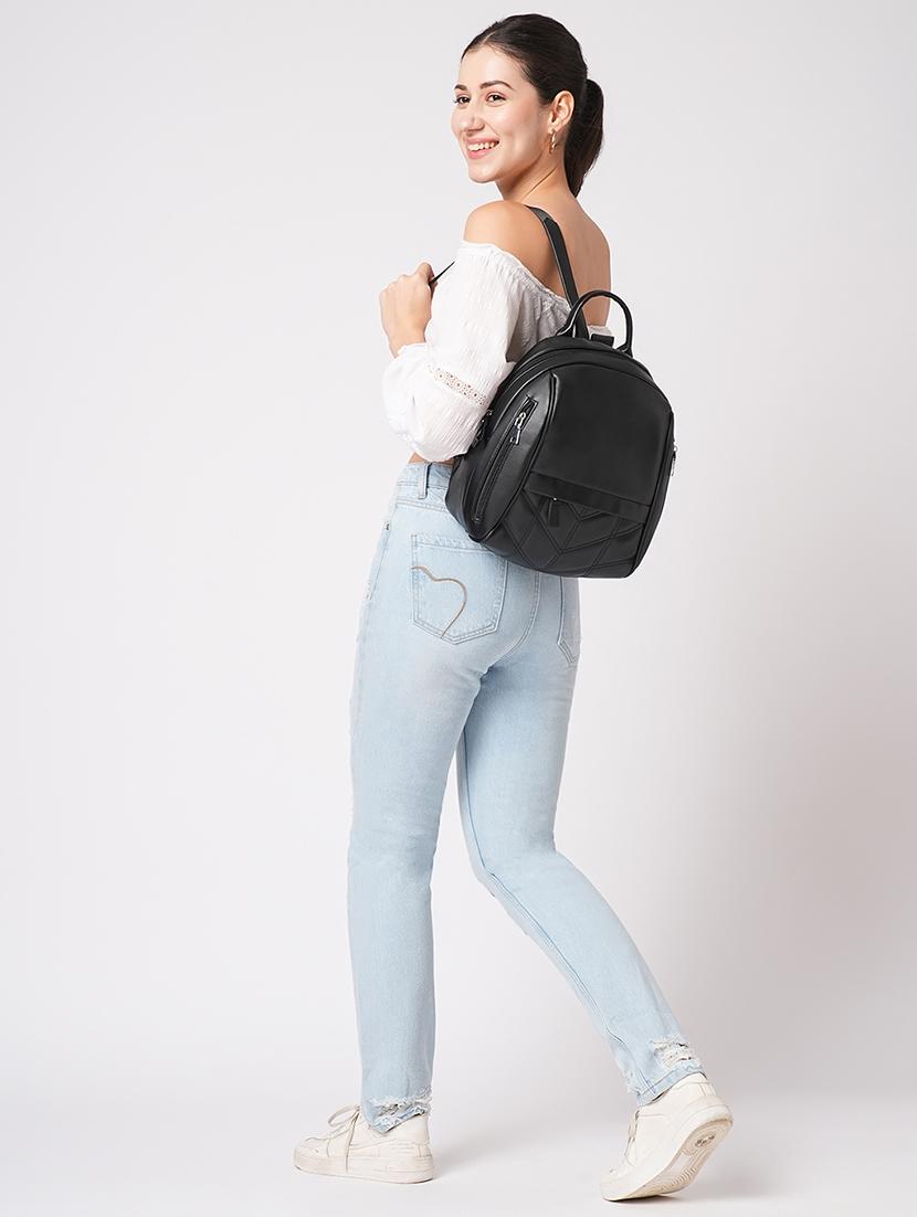 solid black textured backpack - 21562329 - Standard Image - 5