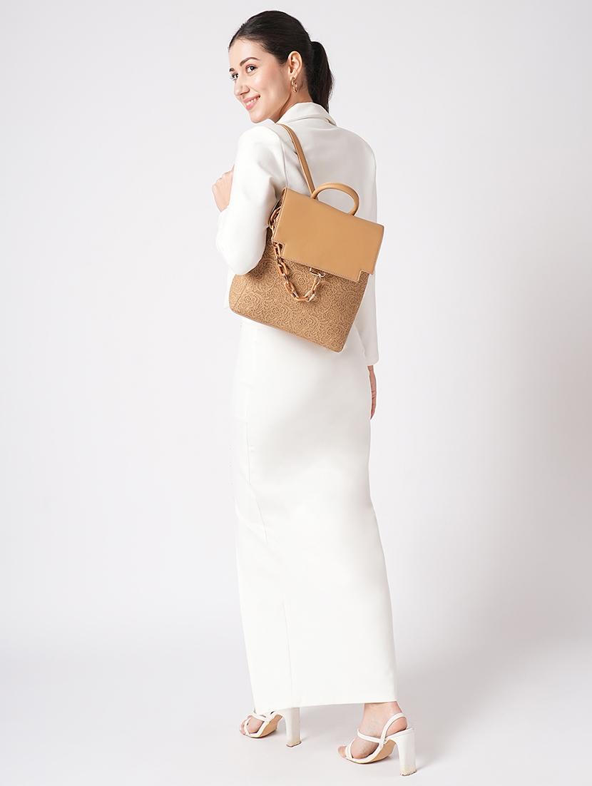 beige textured backpack - 21562331 - Standard Image - 5