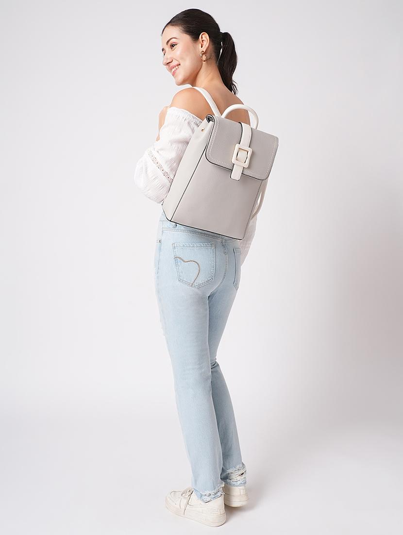 solid grey textured backpack - 21562333 - Standard Image - 5