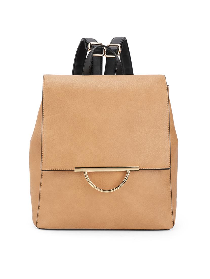 tan textured leatherette backpack - 21562334 - Zoom Image - 0