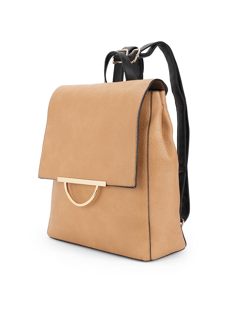 tan textured leatherette backpack - 21562334 - Standard Image - 3