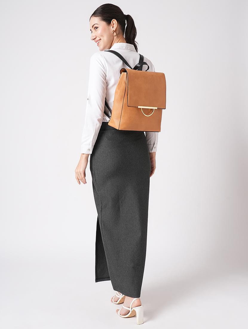 tan textured leatherette backpack - 21562334 - Standard Image - 5
