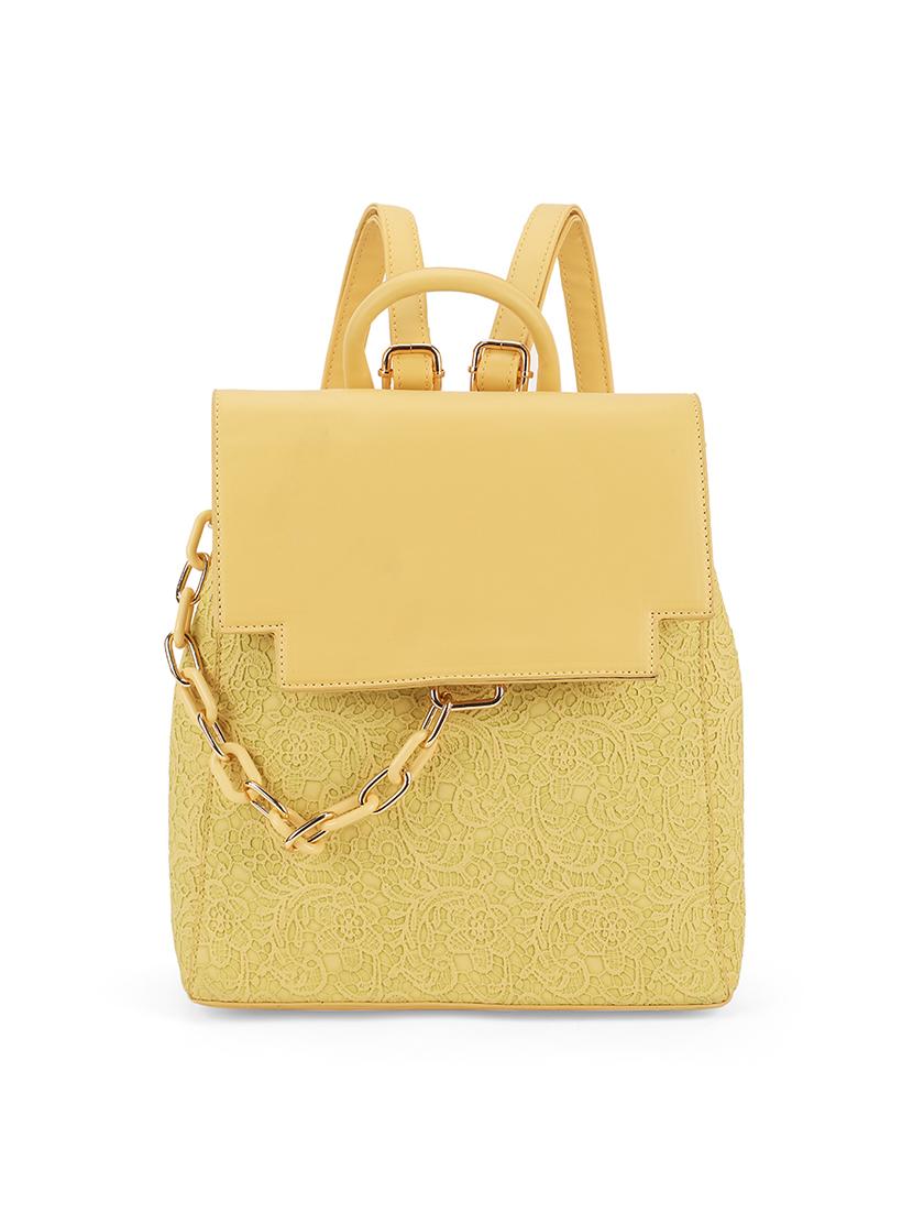 yellow textured leatherette backpack - 21562335 - Standard Image - 3