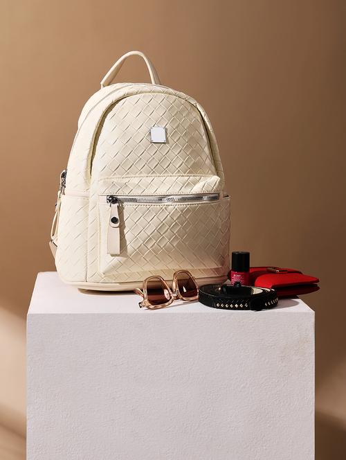 white leatherette backpack - 21562336 - Standard Image - 0