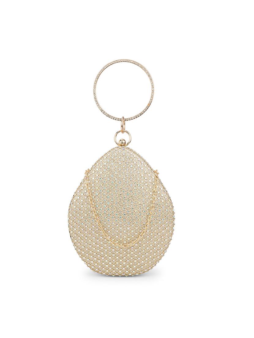 gold synthetic embellished clutch - 21562339 - Standard Image - 3