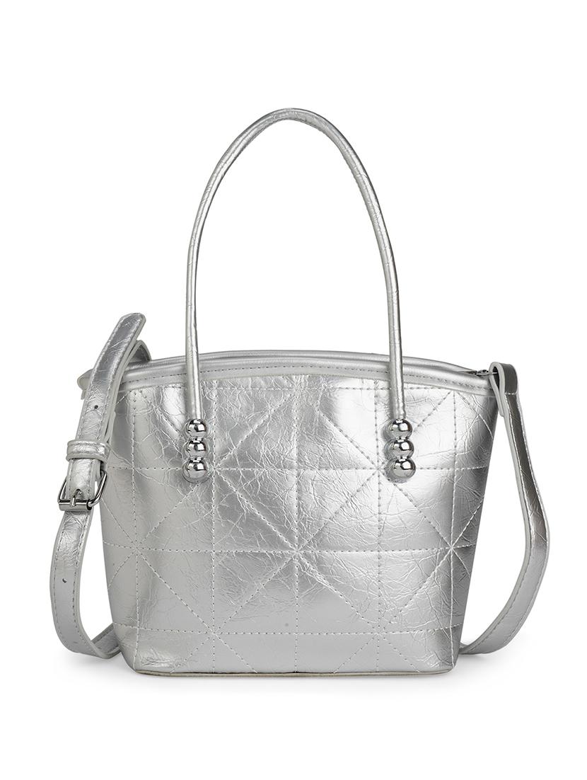 women silver pu handbag - 21562348 - Standard Image - 3