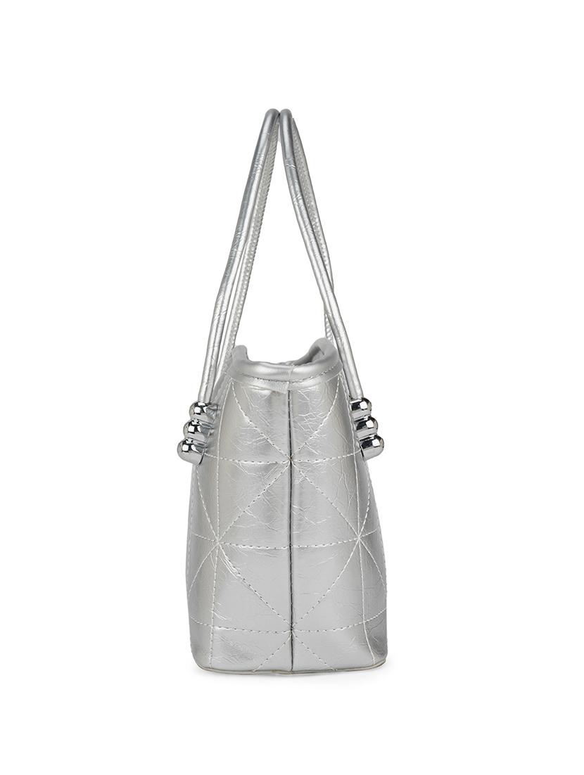 women silver pu handbag - 21562348 - Standard Image - 5