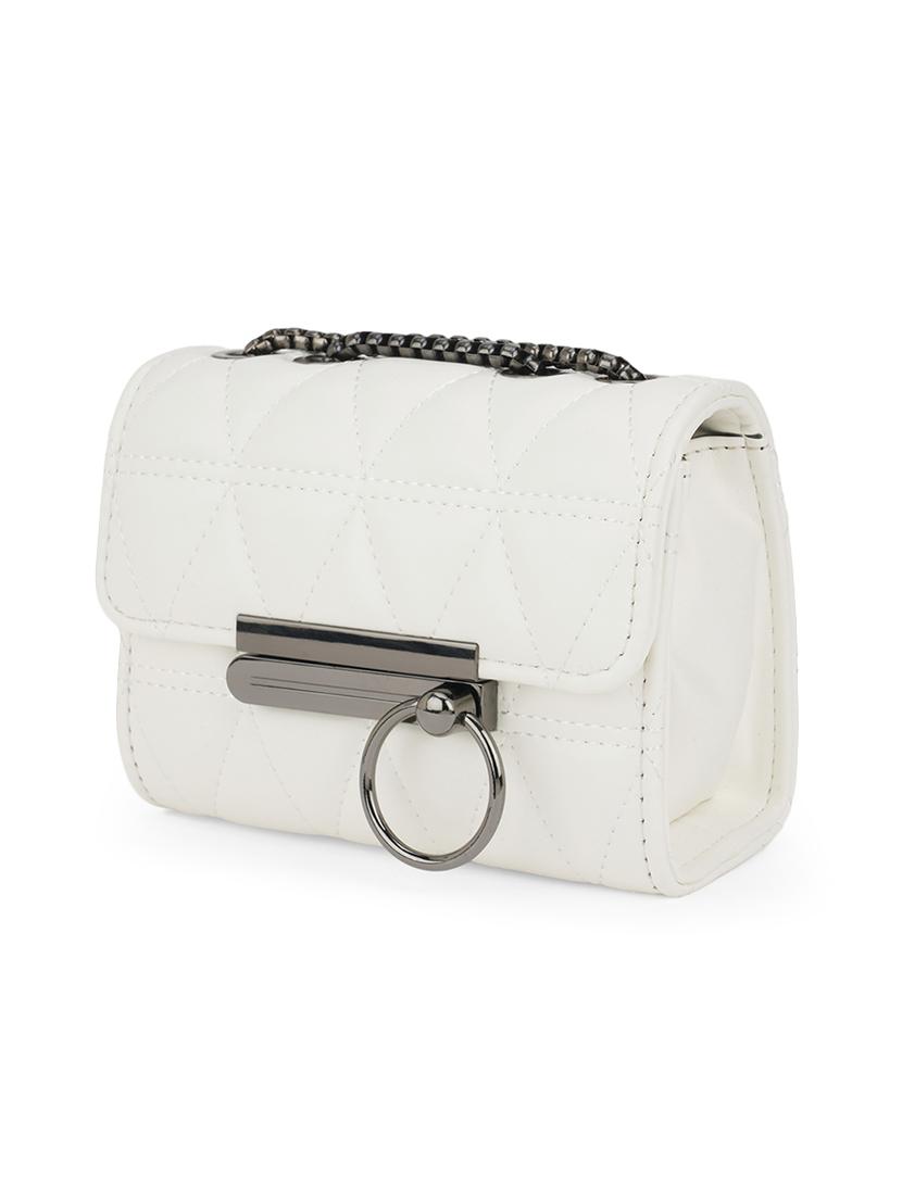 white textured leatherette sling bag - 21562354 - Standard Image - 3