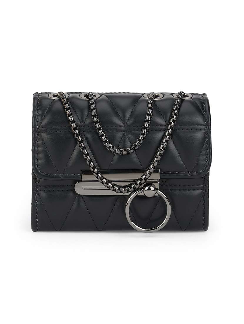 black leatherette (pu) sling bag