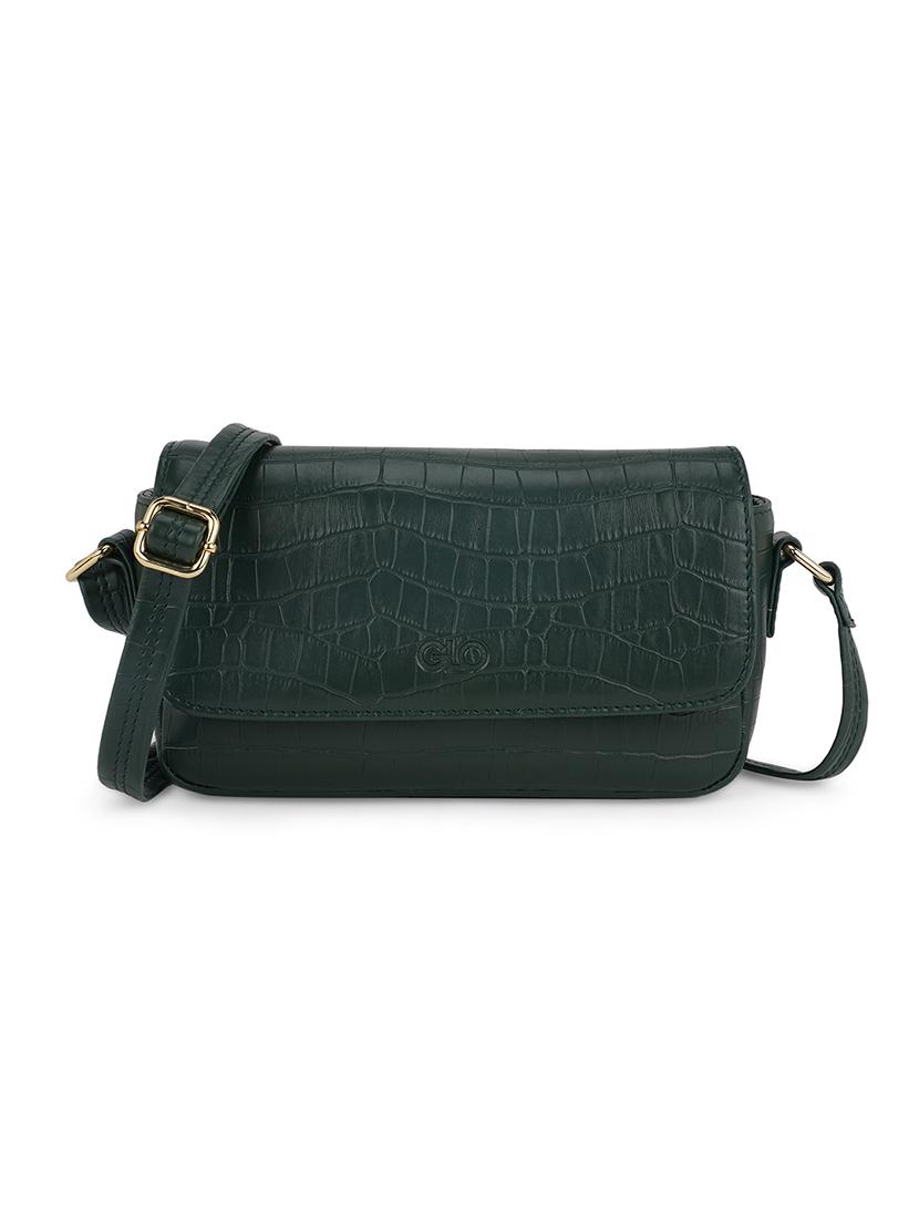 green textured leatherette sling bag - 21562366 -  Zoom Image - 0