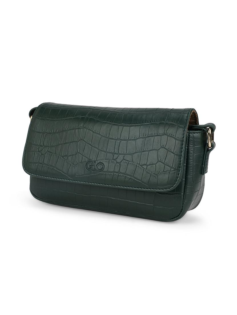 green textured leatherette sling bag - 21562366 - Standard Image - 3