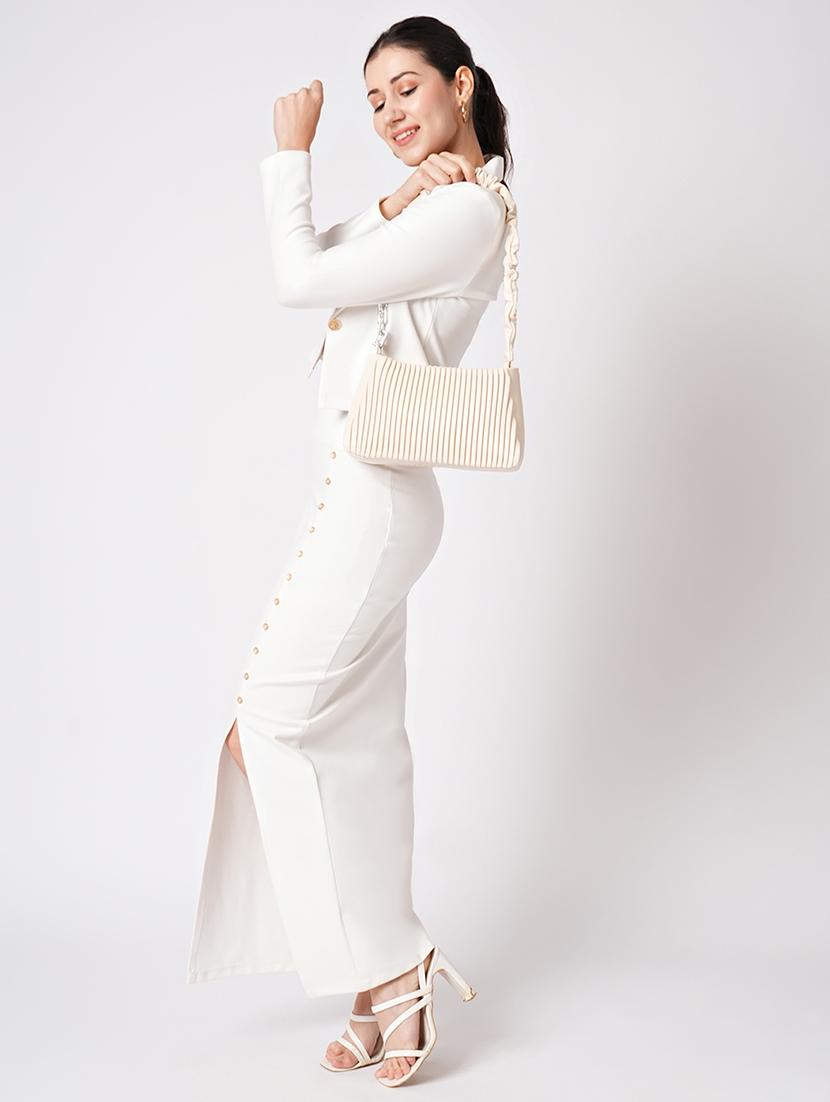 beige textured leatherette sling bag - 21562368 - Standard Image - 5