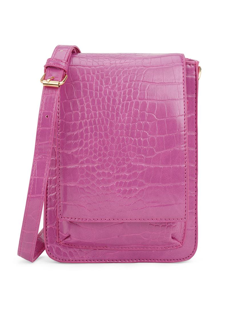 pink textured leatherette sling bag - 21562369 - Zoom Image - 0