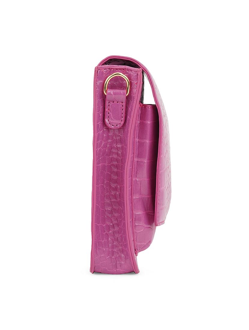 pink textured leatherette sling bag - 21562369 - Standard Image - 5