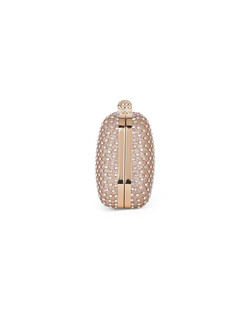 women gold metal emebllished box clutch - 21562385 - Standard Image - 5