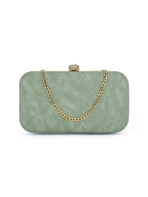 women green pu box clutch - 21562397 - Standard Image - 0