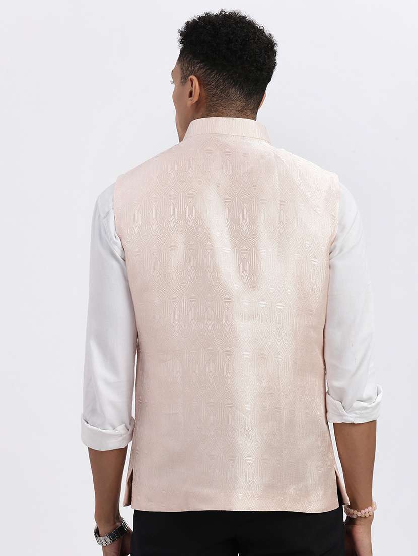 men self design mandarian neck nehru jacket - 21562485 -  Standard Image - 3