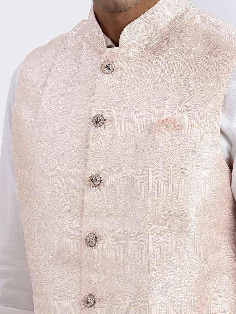 men self design mandarian neck nehru jacket - 21562485 -  Standard Image - 5