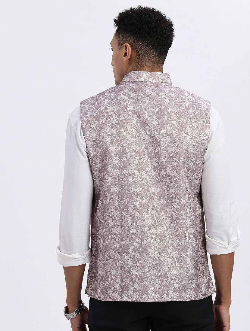 men paisley mandarian neck nehru jacket - 21562492 -  Standard Image - 3