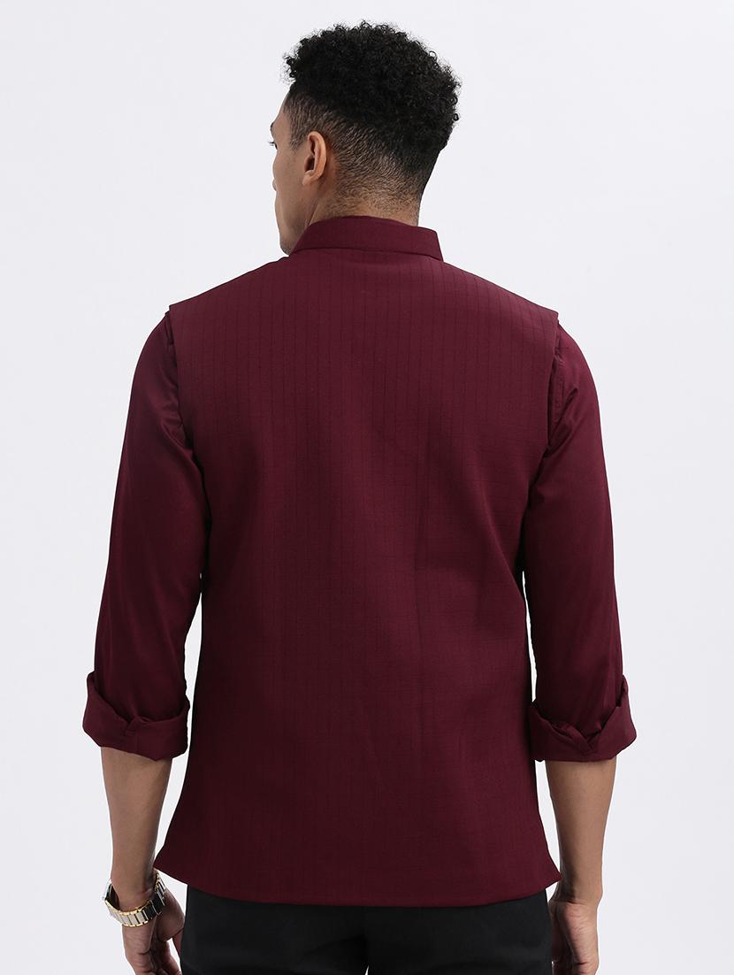 men solid mandarian neck nehru jacket - 21562498 - Standard Image - 3