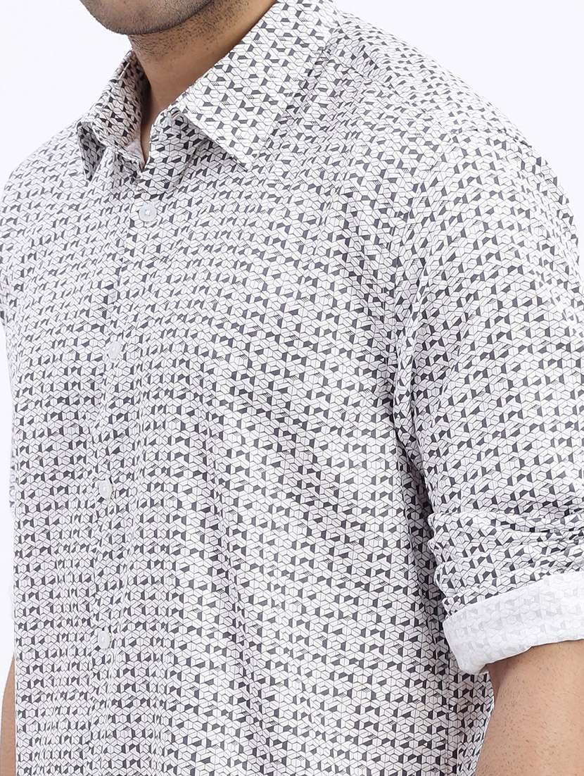 men geometric long sleeve casual shirt - 21562506 -  Standard Image - 5