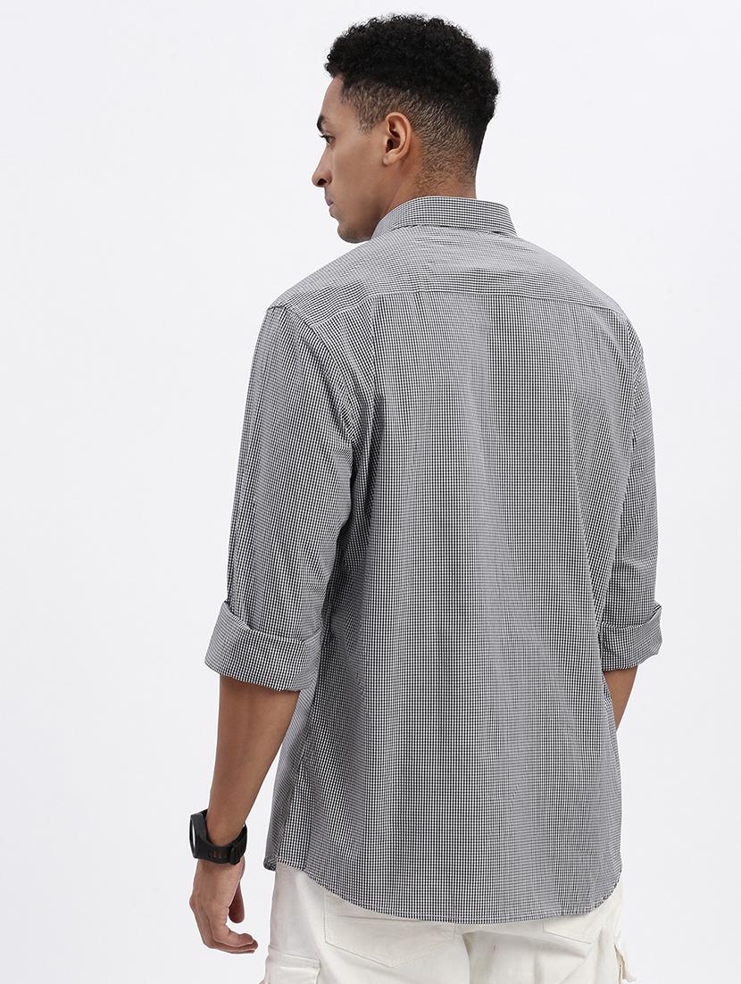 men checkered long sleeve casual shirt - 21562515 - Standard Image - 3