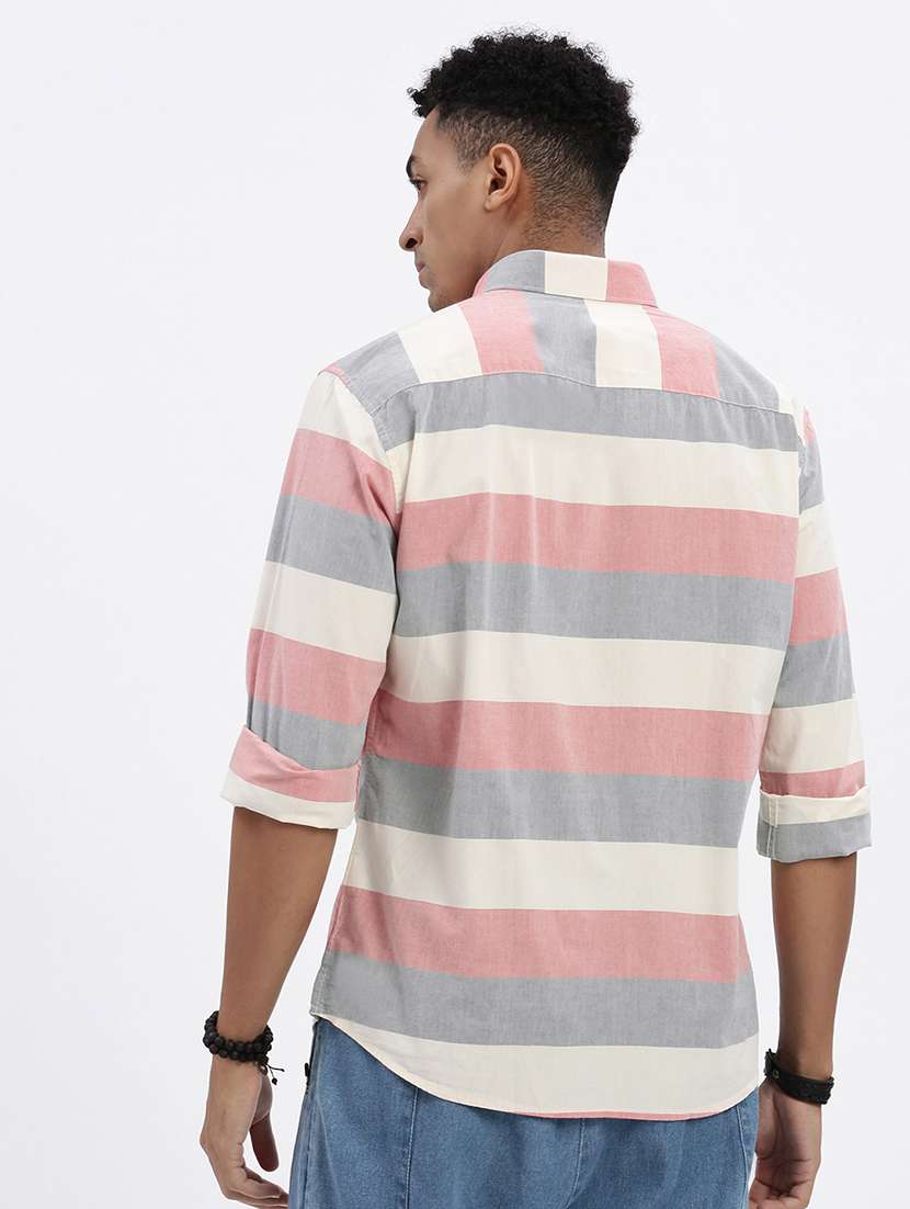 men striped long sleeve casual shirt - 21562531 -  Standard Image - 3
