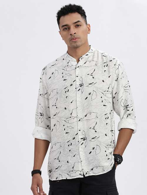 men printed long sleeve casual shirt - 21562533 - Standard Image - 0