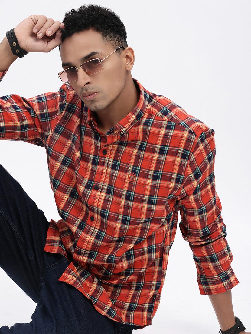 men checkered long sleeve casual shirt - 21562543 - Standard Image - 3
