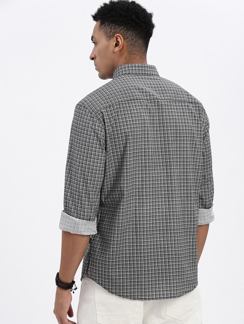 men checkered long sleeve casual shirt - 21562546 - Standard Image - 3