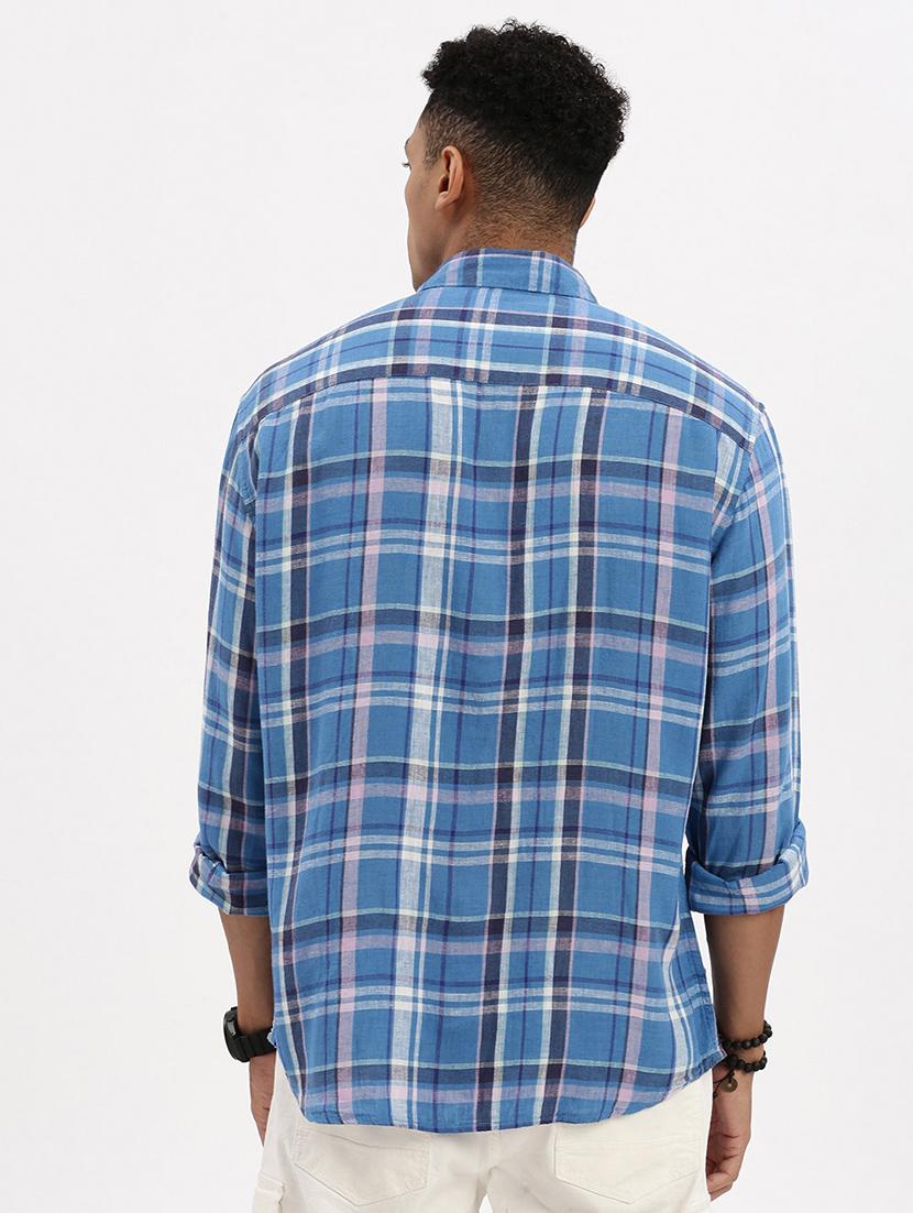 men checkered long sleeve casual shirt - 21562556 - Standard Image - 3