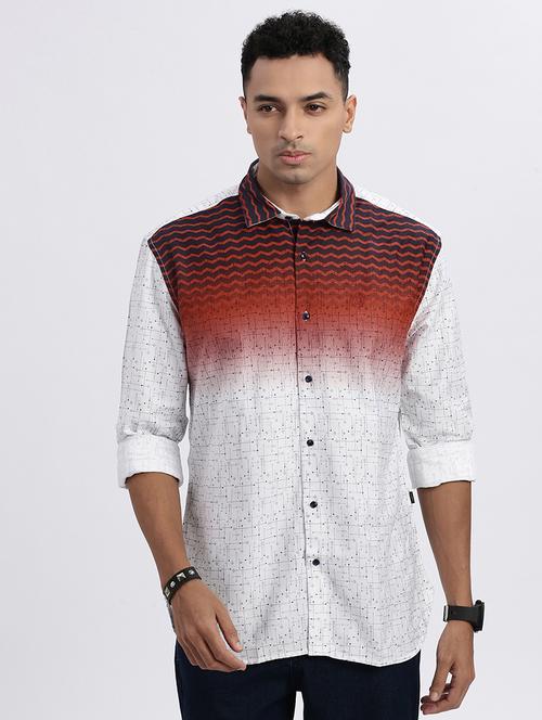 men printed long sleeve casual shirt - 21562561 - Standard Image - 0