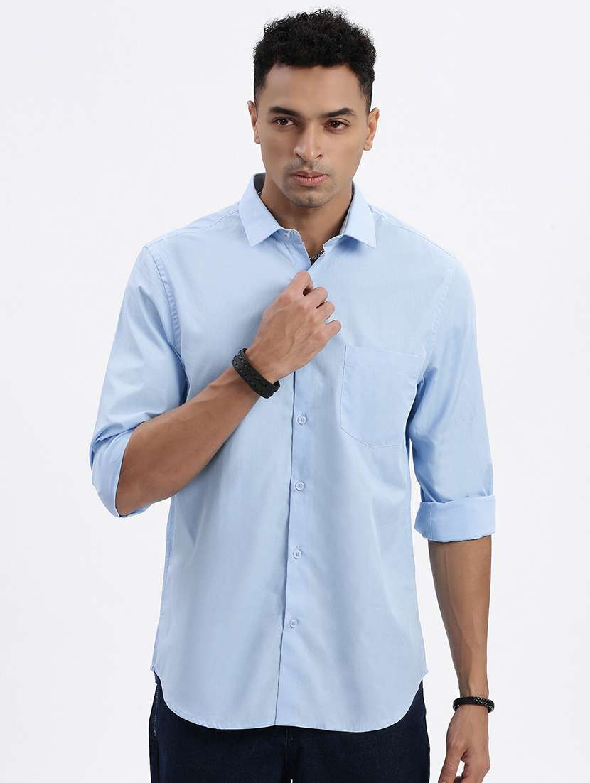 men solid long sleeve casual shirt